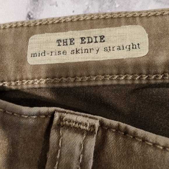 AG 31R x30 The Edie Mid-Rise Skinny Straight Ankle Jeans Pants Pale Olive Green - Picture 11 of 14